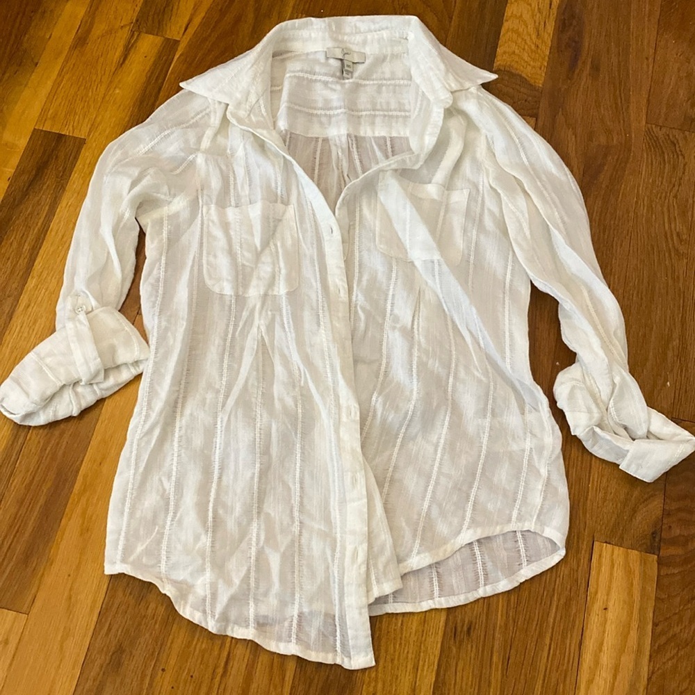 Joie Women’s White Sheer Button Down Shirt Size XXS